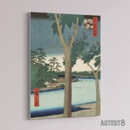 "Artery8 Paulownia Plantation At Akasaka Canvas Wall Art Print Hiroshige in Green - Size: W18"" x H24""" - thumbnail 2