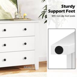 Gymax 3-Drawer Dresser Nightstand Chest of Drawers For Bedroom Living Room in White - thumbnail 6