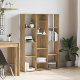 Berkfield Home Room Divider/Book Cabinet Artisan Oak 100x24x140 cm Engineered Wood in Brown - Size: 100 x 24 x 140 cm - thumbnail 3