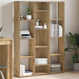 Berkfield Home Room Divider/Book Cabinet Artisan Oak 100x24x140 cm Engineered Wood in Brown - Size: 100 x 24 x 140 cm - thumbnail 4