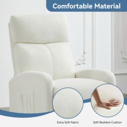 MCC Direct CozyWell Beige Teddy Fur Fabric Reclining Arm Chair in Cream - thumbnail 3