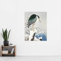 "Artery8 Heron In Snow Vintage Bird Ukiyo E Japanese Wall Art Print Koson in Green - Size: W12"" x H16""" - thumbnail 4