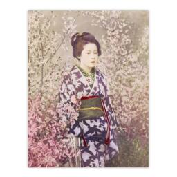 "Artery8 Geisha & Cherry Blossom Vintage Japan Wall Art Print Kazumasa in Pink - Size: W12"" x H16""" - thumbnail 1