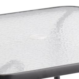 EONLION 80cm Square Tempered Glass Patio Table Black Metal Parasol Hole Garden Furniture - thumbnail 4