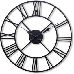 BARGAINS-GALORE 60cm Large Roman Numerals Garden Wall Clock Indoor Outdoor Silent Home in Black - thumbnail 1