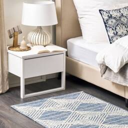 Wyld and Coco Handwoven Beige-Blue Wool Blend Area Rug 80 x 150 cm in Blue - Size: 80 cm x 150 cm - thumbnail 1