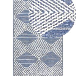 Wyld and Coco Handwoven Beige-Blue Wool Blend Area Rug 80 x 150 cm in Blue - Size: 80 cm x 150 cm - thumbnail 2