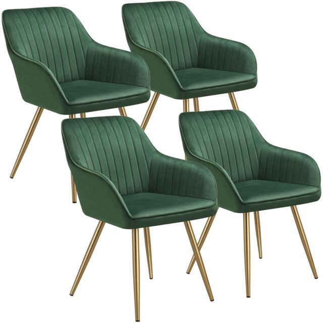 tectake Dining Chair Marilyn Per Piece - Dark Green/Gold in Dark Green - Size: 1 Pack - image 1