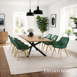 tectake Dining Chair Marilyn Per Piece - Dark Green/Gold in Dark Green - Size: 1 Pack - thumbnail 8