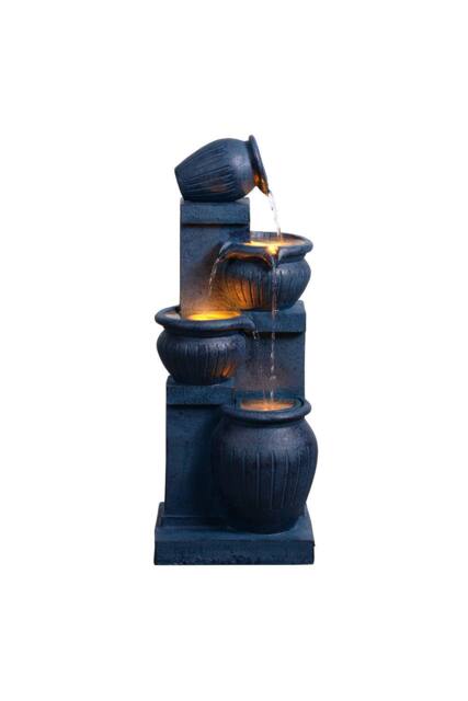 Teamson Home 72cm Solar-Powered Four-Tier Outdoor Garden Fountain LED, Navy - image 1