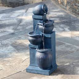 Teamson Home 72cm Solar-Powered Four-Tier Outdoor Garden Fountain LED, Navy - thumbnail 3