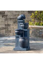 Teamson Home 72cm Solar-Powered Four-Tier Outdoor Garden Fountain LED, Navy - thumbnail 2