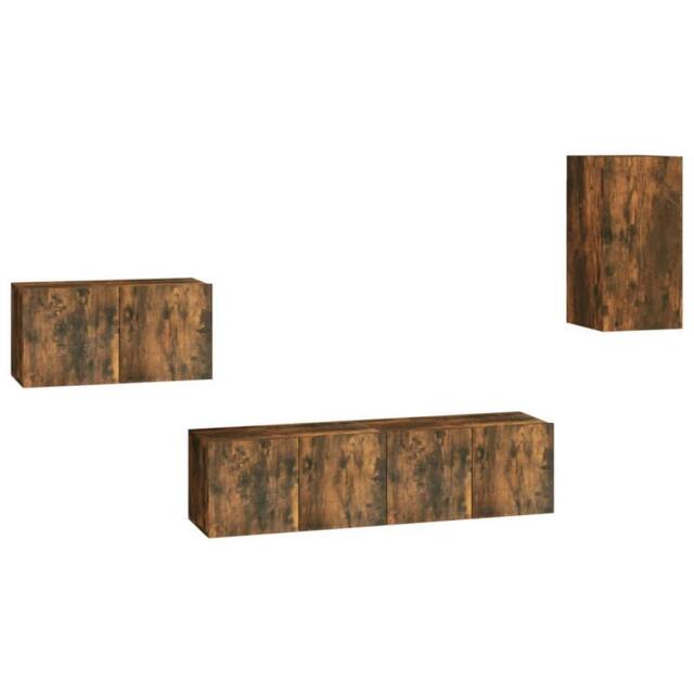 Berkfield Home 4 Piece TV Cabinet Set Smoked Oak Engineered Wood in Brown - image 1