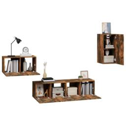 Berkfield Home 4 Piece TV Cabinet Set Smoked Oak Engineered Wood in Brown - thumbnail 4