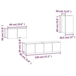Berkfield Home 4 Piece TV Cabinet Set Smoked Oak Engineered Wood in Brown - thumbnail 6