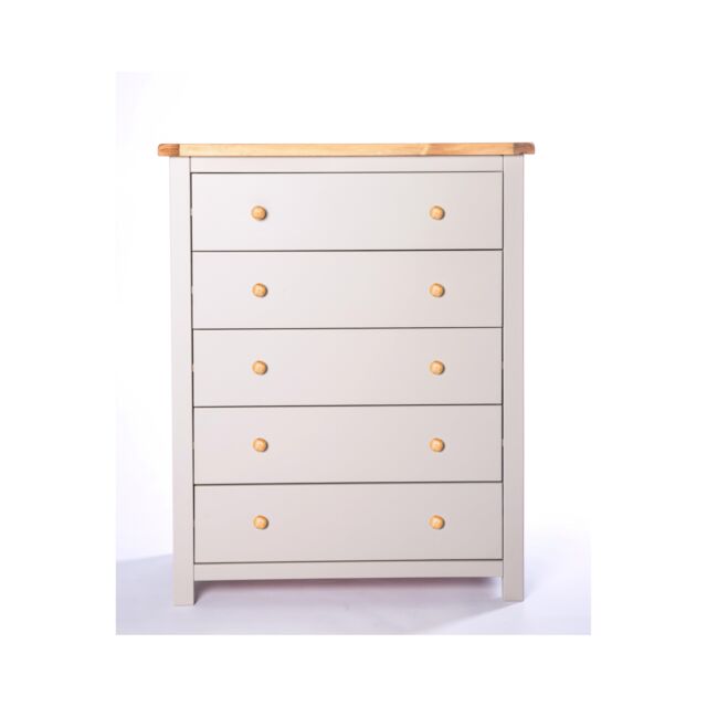 Cabinet Bits Argenta 5 Drawer Chest of Drawers Wood Knob in Light Grey - image 1
