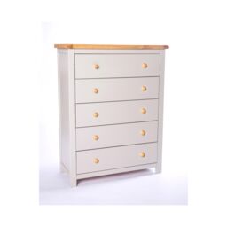 Cabinet Bits Argenta 5 Drawer Chest of Drawers Wood Knob in Light Grey - thumbnail 2