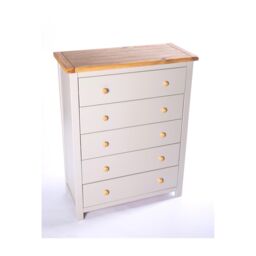 Cabinet Bits Argenta 5 Drawer Chest of Drawers Wood Knob in Light Grey - thumbnail 3