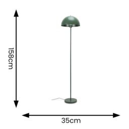 ValueLights Stassi Mushroom Dome Metal Freestanding Floor Lamp Light with LED Bulb in Bottle Green - thumbnail 6