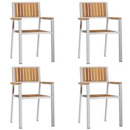 Berkfield Home Stackable Garden Chairs 4 pcs Solid Wood Acacia&Stainless Steel in Silver