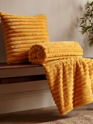 Catherine Lansfield 'Cosy Ribbed' Cushion in Mustard - Size: 45 cm x 45 cm - thumbnail 3