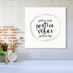 Warren Reed - Designer Positive Mind, Vibes, Life Canvas in Black - Size: w10 inch x h10 inch - thumbnail 2