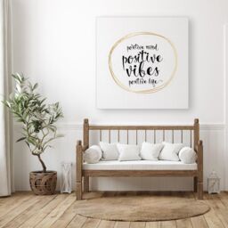 Warren Reed - Designer Positive Mind, Vibes, Life Canvas in Black - Size: w10 inch x h10 inch - thumbnail 3