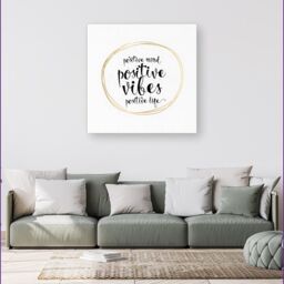 Warren Reed - Designer Positive Mind, Vibes, Life Canvas in Black - Size: w10 inch x h10 inch - thumbnail 4