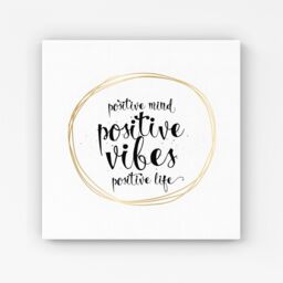 Warren Reed - Designer Positive Mind, Vibes, Life Canvas in Black - Size: w10 inch x h10 inch - thumbnail 1