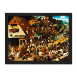 "Artery8 Wall Art Print Pieter Bruegel The Elder The Dutch Proverbs Large Framed Wall Décor Art in White - Size: W18"" x H24""" - thumbnail 1
