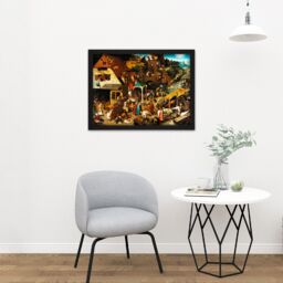 "Artery8 Wall Art Print Pieter Bruegel The Elder The Dutch Proverbs Large Framed Wall Décor Art in White - Size: W18"" x H24""" - thumbnail 2