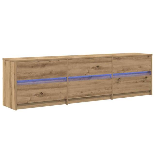 Berkfield Home TV Cabinet Brown 181 x 34 x 50 cm Particle board & LED lights - image 1