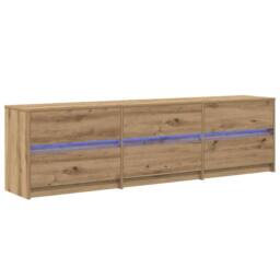 Berkfield Home TV Cabinet Brown 181 x 34 x 50 cm Particle board & LED lights - thumbnail 1