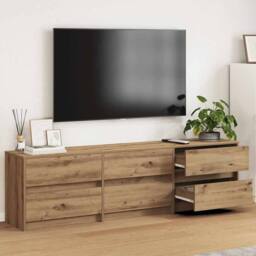 Berkfield Home TV Cabinet Brown 181 x 34 x 50 cm Particle board & LED lights - thumbnail 2
