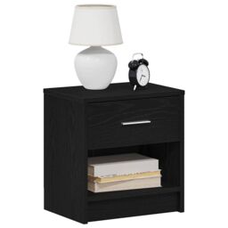 Berkfield Home Bedside Cabinet with Drawer Black 39x28x41 cm in Brown - Size: 39 x 28 x 41 cm - thumbnail 1