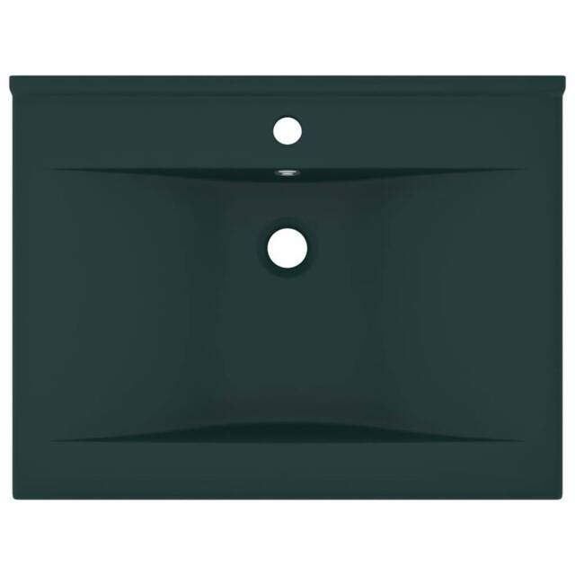 Berkfield Home Luxury Basin with Faucet Hole Matt Dark Green 60x46 cm Ceramic - image 1