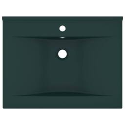 Berkfield Home Luxury Basin with Faucet Hole Matt Dark Green 60x46 cm Ceramic