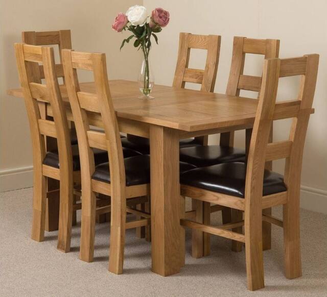 Thats Furniture Hampton 120-160cm Oak Extending Dining Table & 6 Yale Chairs in Brown - image 1