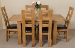 Thats Furniture Hampton 120-160cm Oak Extending Dining Table & 6 Yale Chairs in Brown - thumbnail 2