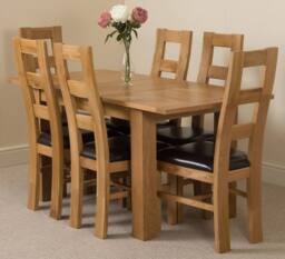Thats Furniture Hampton 120-160cm Oak Extending Dining Table & 6 Yale Chairs in Brown - thumbnail 1