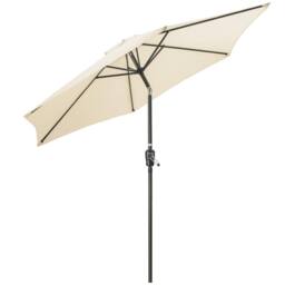 Christow 2.7m Tilting Garden Parasol Outdoor Umbrella Patio Sunshade With Crank in Beige - thumbnail 1