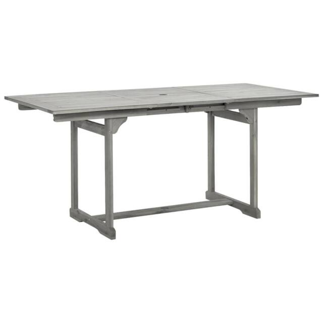 Berkfield Home Garden Dining Table (120-170)x80x75 cm Solid Acacia Wood in Grey - image 1