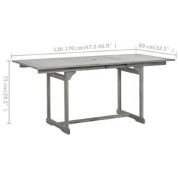 Berkfield Home Garden Dining Table (120-170)x80x75 cm Solid Acacia Wood in Grey - thumbnail 8