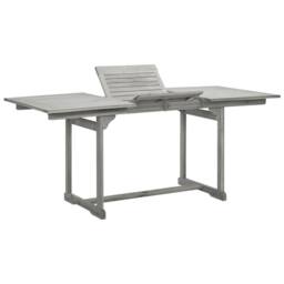 Berkfield Home Garden Dining Table (120-170)x80x75 cm Solid Acacia Wood in Grey - thumbnail 2