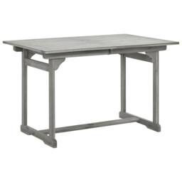 Berkfield Home Garden Dining Table (120-170)x80x75 cm Solid Acacia Wood in Grey - thumbnail 3