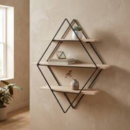 Garden Greatness Brixton 3 Tier Rhombus Wall Shelf in Black - thumbnail 1