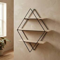 Garden Greatness Brixton 3 Tier Rhombus Wall Shelf in Black - thumbnail 2