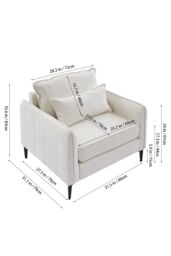 Living and Home Linen Single Sofa Armchair with Pillow in White - thumbnail 2