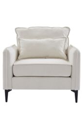 Living and Home Linen Single Sofa Armchair with Pillow in White - thumbnail 3