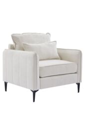 Living and Home Linen Single Sofa Armchair with Pillow in White - thumbnail 4